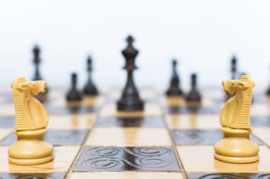 Satranç tahtasında fotoğraflanmış.