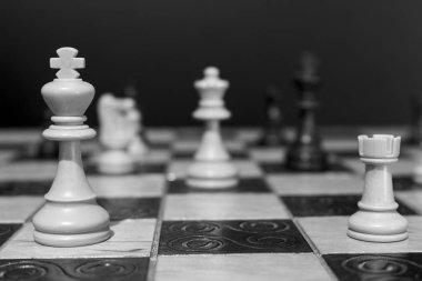 Satranç tahtasında fotoğraflanmış.