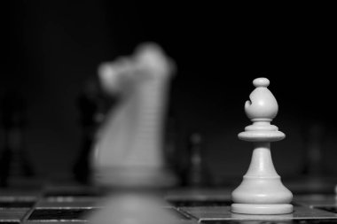 Satranç tahtasında fotoğraflanmış.