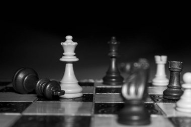 Satranç tahtasında fotoğraflanmış.