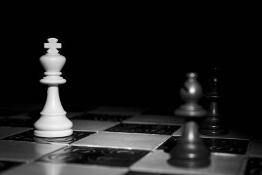 Satranç tahtasında fotoğraflanmış.