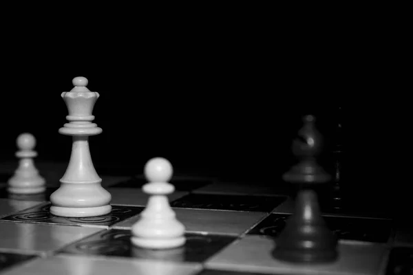 Échecs Photographiés Sur Échiquier — Photo