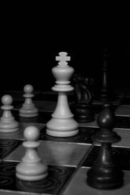 Satranç tahtasında fotoğraflanmış.