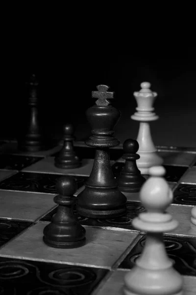 Échecs Photographiés Sur Échiquier — Photo