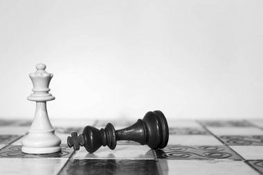 Satranç tahtasında fotoğraflanmış.