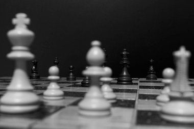 Satranç tahtasında fotoğraflanmış.