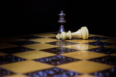 Satranç tahtasında fotoğraflanmış.