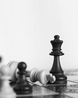 Satranç tahtasında fotoğraflanmış.