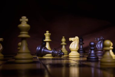 Satranç tahtasında fotoğraflanmış.