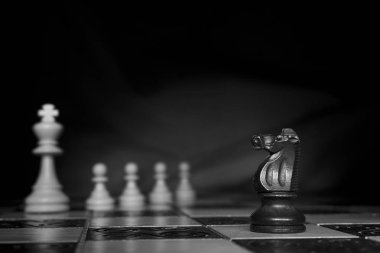 Satranç tahtasında fotoğraflanmış.