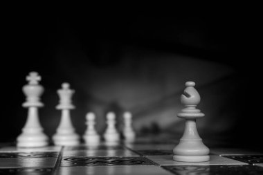 Satranç tahtasında fotoğraflanmış.