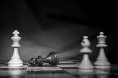 Satranç tahtasında fotoğraflanmış.