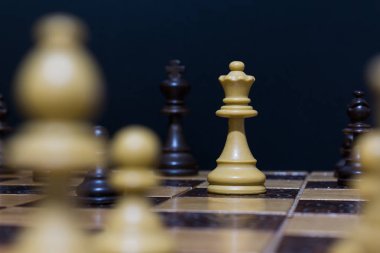 Satranç tahtasında fotoğraflanmış.