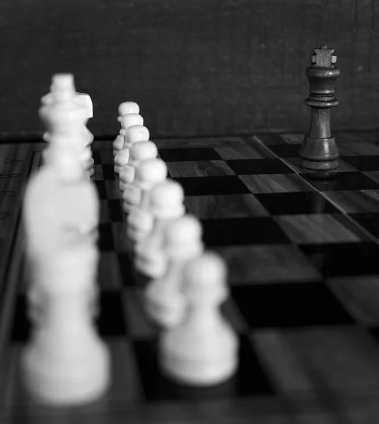 Échecs Photographiés Sur Échiquier — Photo