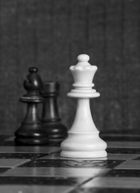 Satranç tahtasında fotoğraflanmış.