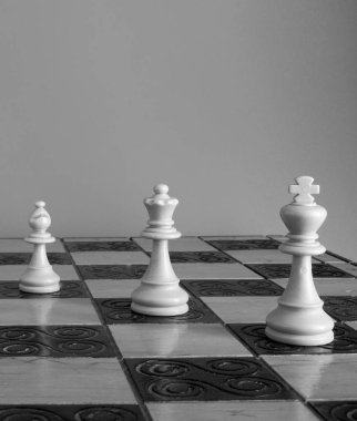 Satranç tahtasında fotoğraflanmış.