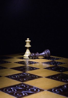 Satranç tahtasında fotoğraflanmış.