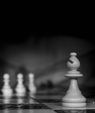 Satranç tahtasında fotoğraflanmış.