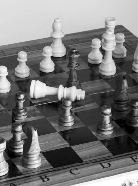 Satranç tahtasında fotoğraflanmış.