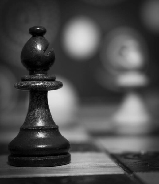 шахматы, сфотографированные на шахматной доске