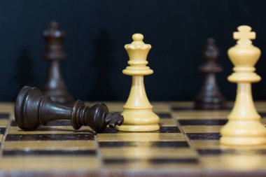 Satranç tahtasında fotoğraflanmış.