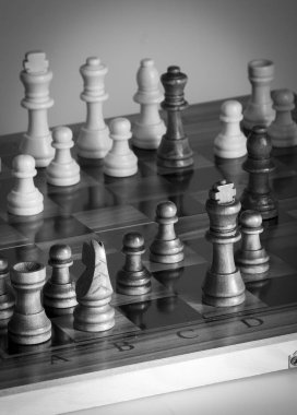 Satranç tahtasında fotoğraflanmış.