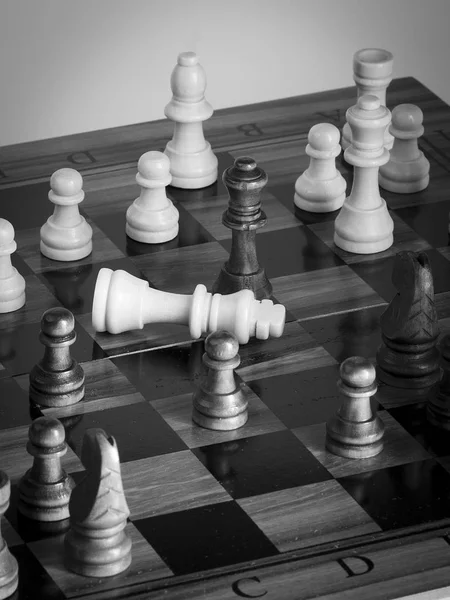 棋盘上拍的国际象棋 — 图库照片