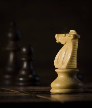 Satranç tahtasında fotoğraflanmış.