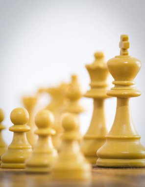 Satranç tahtasında fotoğraflanmış.