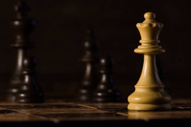 Satranç tahtasında fotoğraflanmış.