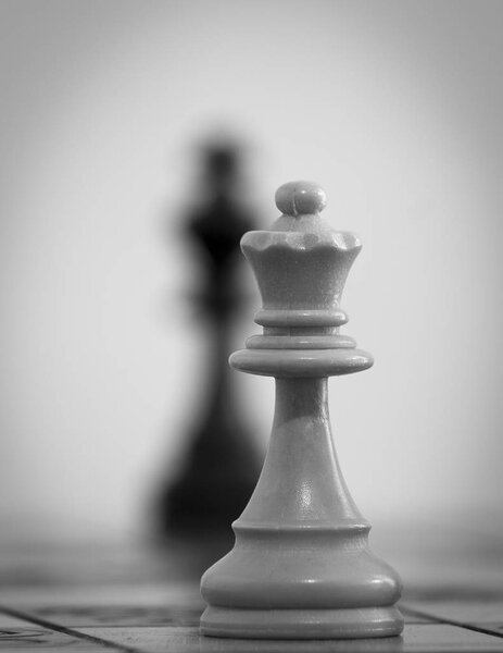 шахматы, сфотографированные на шахматной доске