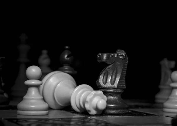 Échecs Photographiés Sur Échiquier — Photo