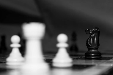 Satranç tahtasında fotoğraflanmış.