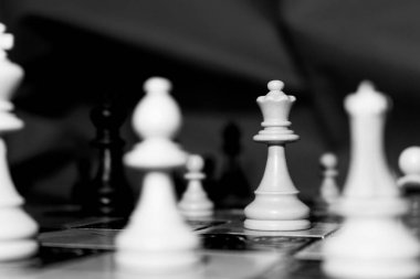 Satranç tahtasında fotoğraflanmış.