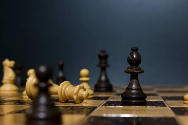 Satranç tahtasında fotoğraflanmış.