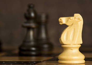 Satranç tahtasında fotoğraflanmış.