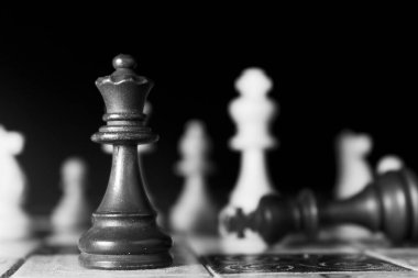 Satranç tahtasında fotoğraflanmış.