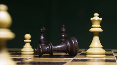 Satranç tahtasında fotoğraflanmış.