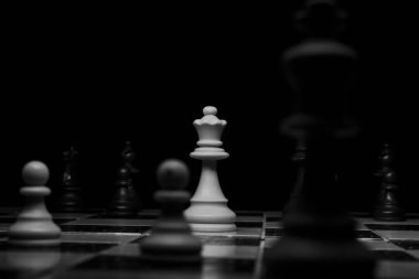 Satranç tahtasında fotoğraflanmış.