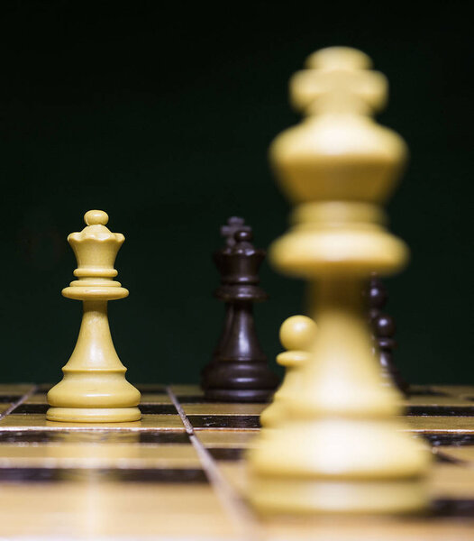 Chess photographed on a chessboard