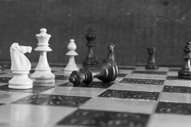 Satranç tahtasında fotoğraflanmış.