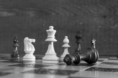 Satranç tahtasında fotoğraflanmış.