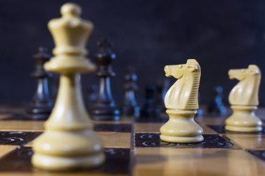 Satranç tahtasında fotoğraflanmış.