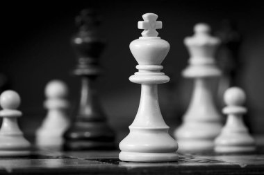 Satranç tahtasında fotoğraflanmış.