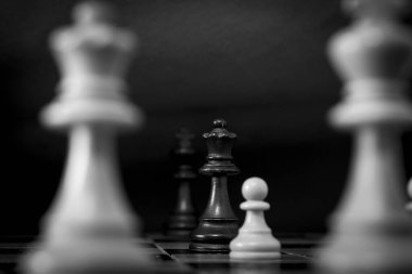 Satranç tahtasında fotoğraflanmış.