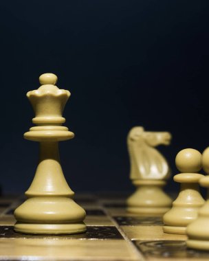 Satranç tahtasında fotoğraflanmış.