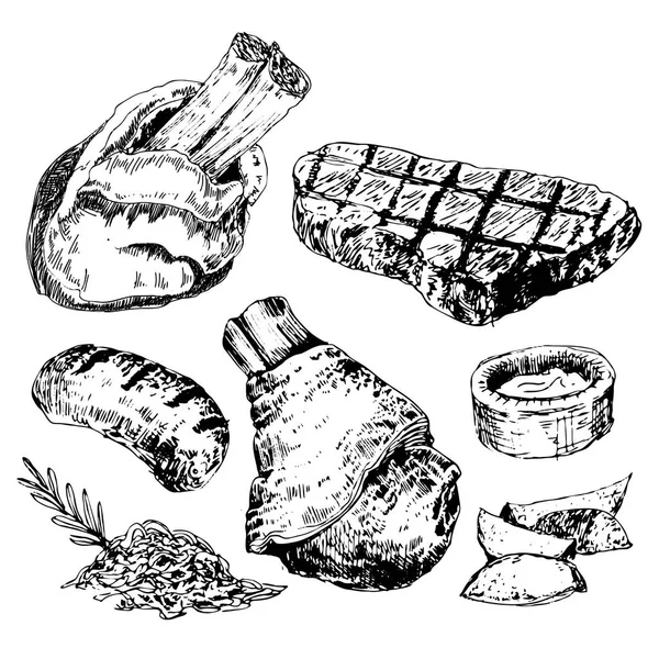 Коллекция мяса ручной работы — стоковый вектор