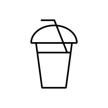 Beyaz arkaplanda saman simgesi olan kokteyl. Yer imi basit satır vektör simgesi.