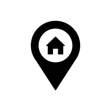 Coğrafi etiket ev çizgisi simgesi izole edildi. Mobil konsept ve web tasarımı için sembol, logo illüstrasyonu.