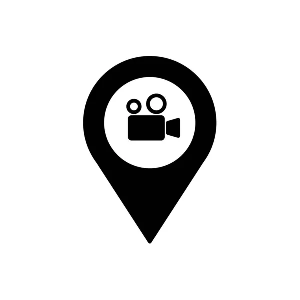 Cinéma icône de contour de balise géographique. Symbole, illustration de logo pour concept mobile et web design . — Image vectorielle